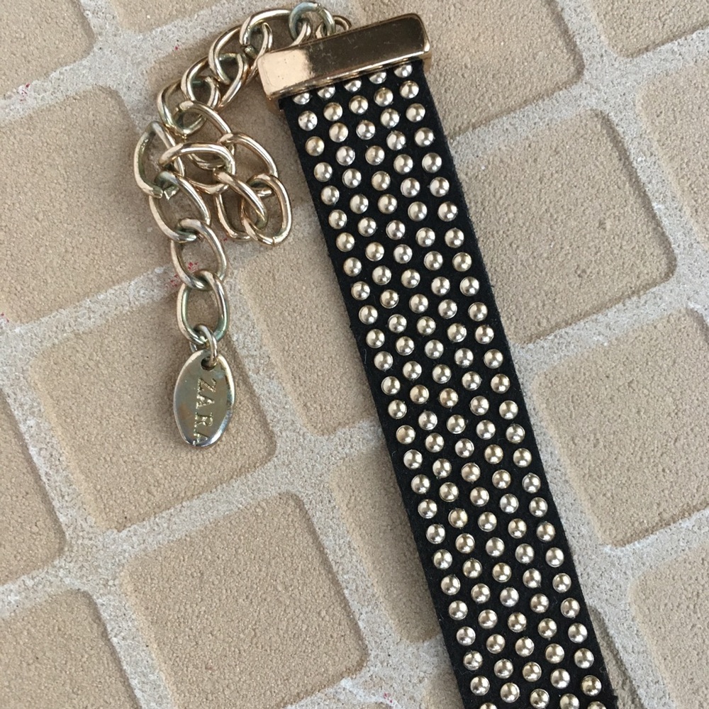 Zara Choker Necklace Black and Gold 15 Inches - Picture 6 of 7